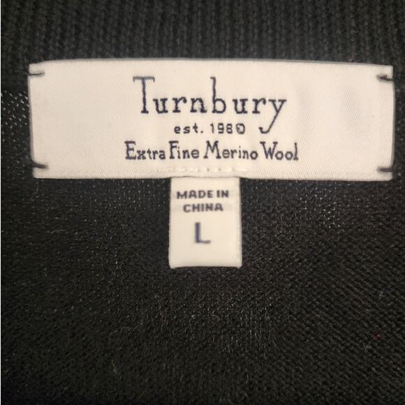 Turnbury Sweater Mens L Black 100% Extra Fine Merino Wool - Picture 3 of 5